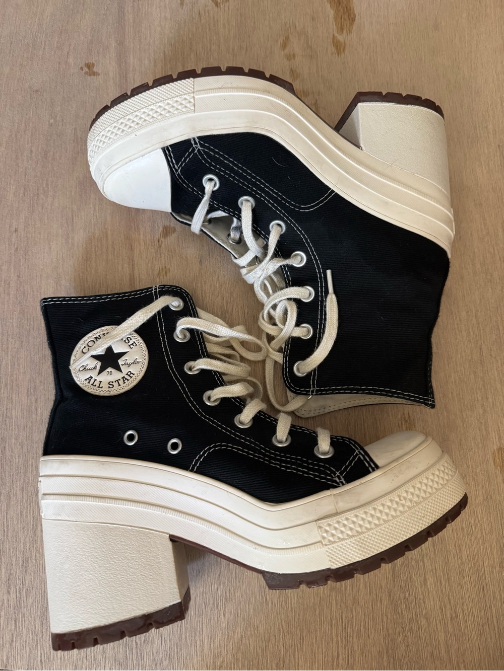 Converse Black and White Platform High-Top Heel Sneakers